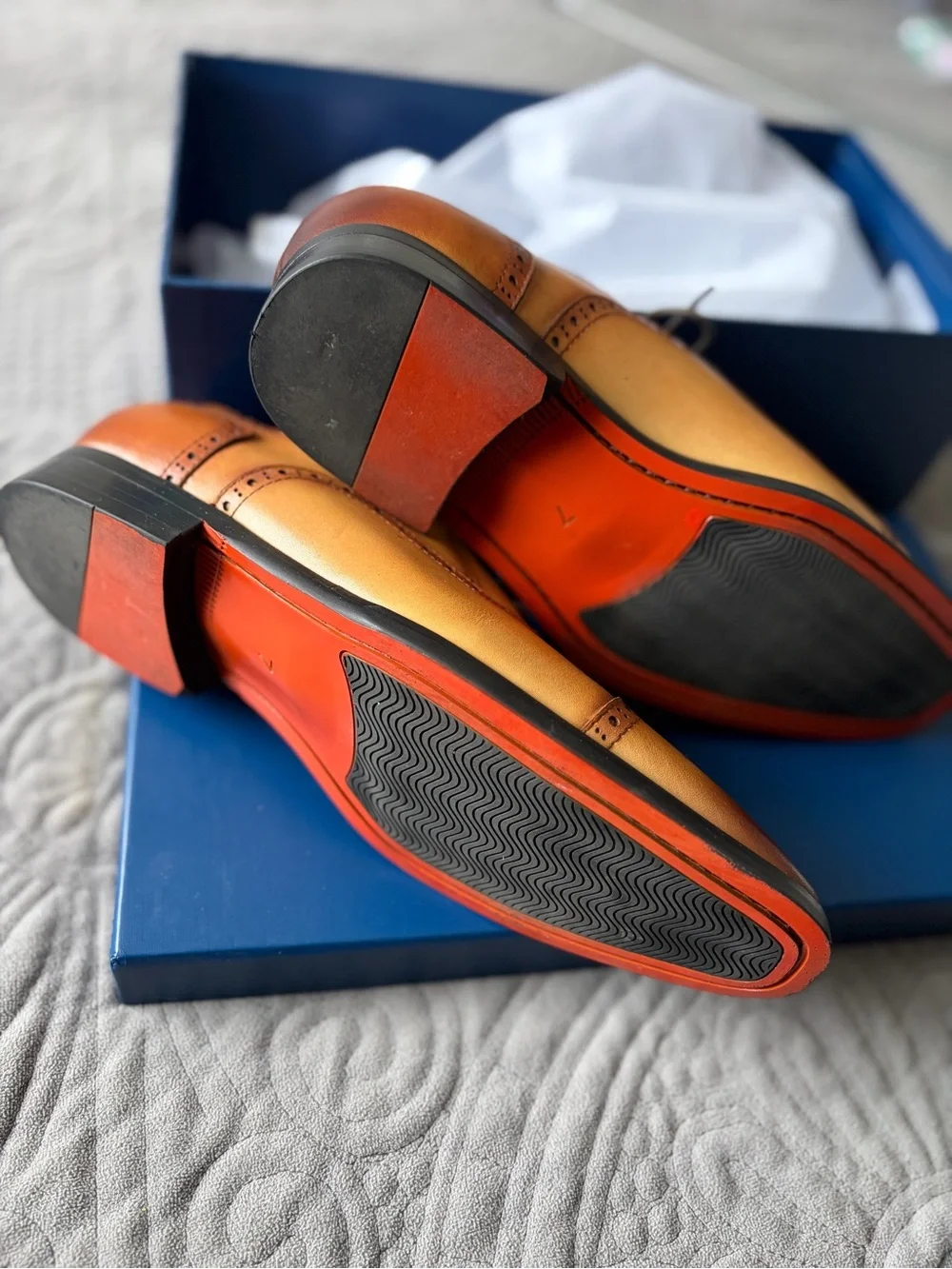 Alpasini Tan Burnished Leather Cap-Toe Oxford